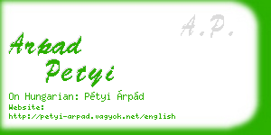 arpad petyi business card